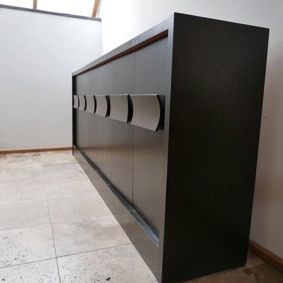 Image 1 of Vintage brutalist credenza in veneered and stained wood, Belgium 1970