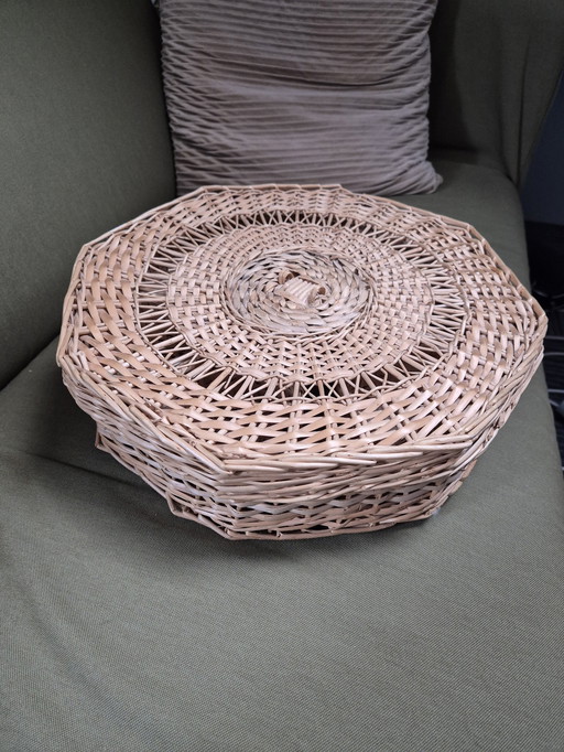 Vintage Rattan Organizer / Aperitif Tray