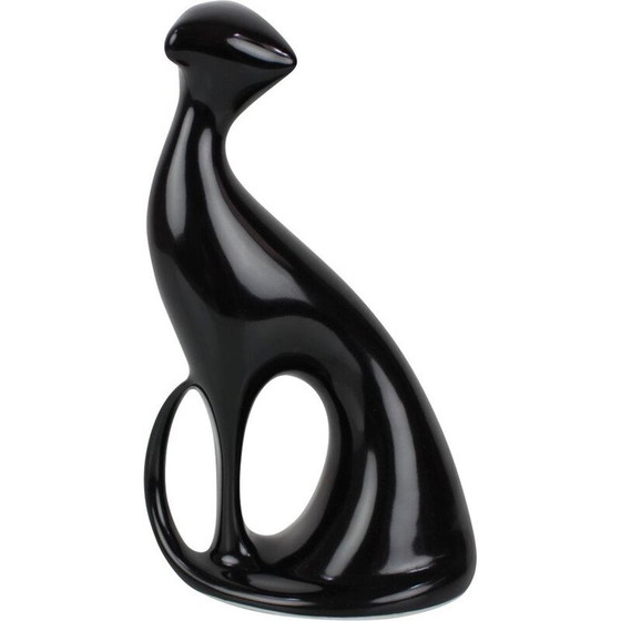 Image 1 of Vintage ceramic sculpture of royal cat dux, Czechoslovakia 1960