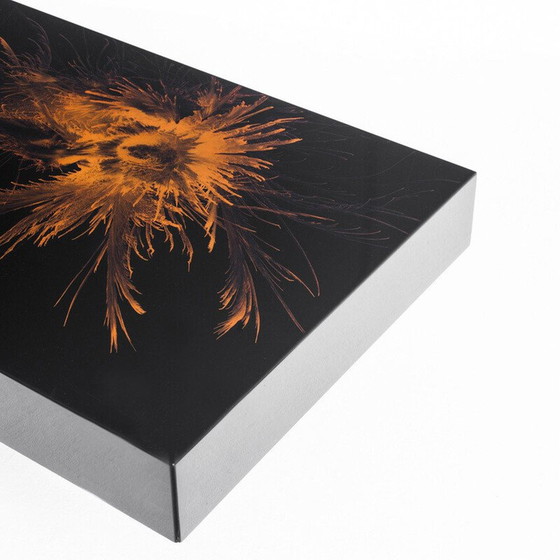Image 1 of Vintage coffee table. Black lacquered wood with design signed H D. France, 1980s