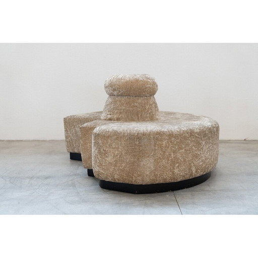 Vintage 3-seater modular sofa in polyurethane and plywood, Italy 1970