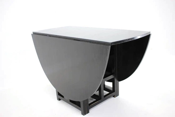 Image 1 of Ds1 Oval Folding Table - 6 Ds3 Black Chairs - Charles Rennie Mackintosh - Cassina - 1980