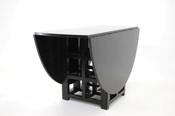 Image 1 of Ds1 Oval Folding Table - 6 Ds3 Black Chairs - Charles Rennie Mackintosh - Cassina - 1980