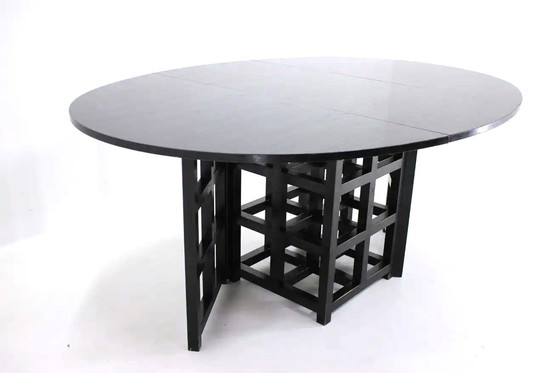 Image 1 of Ds1 Oval Folding Table - 6 Ds3 Black Chairs - Charles Rennie Mackintosh - Cassina - 1980