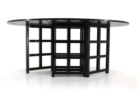 Image 1 of Ds1 Oval Folding Table - 6 Ds3 Black Chairs - Charles Rennie Mackintosh - Cassina - 1980