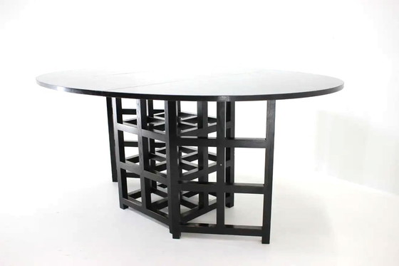 Image 1 of Ds1 Oval Folding Table - 6 Ds3 Black Chairs - Charles Rennie Mackintosh - Cassina - 1980