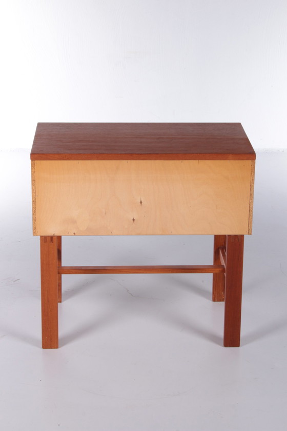 Image 1 of Small teak chest of drawers with leather handles from Fröseke Nybrofabrik from the 1960s