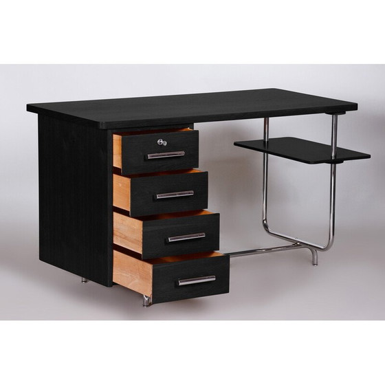 Image 1 of Vintage Bauhaus oakwood writing desk by Jindrich Halabala, 1930s