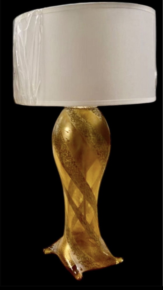 Image 1 of Seguso By Flavio Poli Gold Pair Of Lamp Murano, Italy 1960S