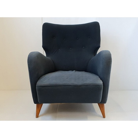Image 1 of Calysse" vintage armchair in horsehair by Henri Caillon for Erton, 1950