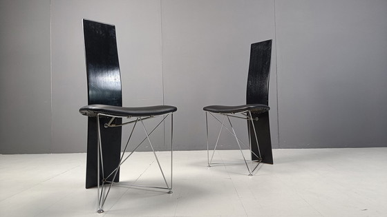 Image 1 of Juego de cuatro sillas de comedor Concorde con asientos de cuero de Torstein Flatøy para Bahus