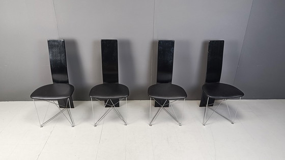 Image 1 of Juego de cuatro sillas de comedor Concorde con asientos de cuero de Torstein Flatøy para Bahus
