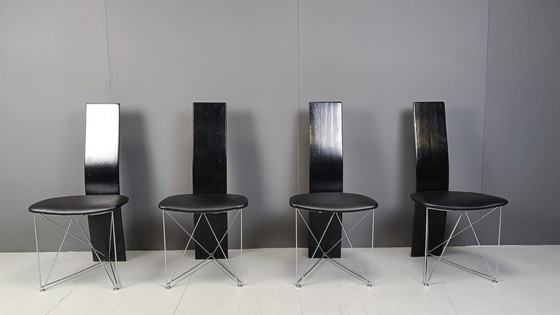 Image 1 of Juego de cuatro sillas de comedor Concorde con asientos de cuero de Torstein Flatøy para Bahus