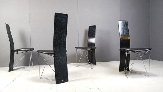 Image 1 of Juego de cuatro sillas de comedor Concorde con asientos de cuero de Torstein Flatøy para Bahus