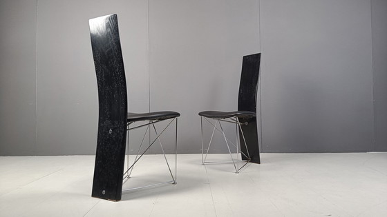 Image 1 of Ensemble de 4 chaises de salle à manger Concorde avec sièges en cuir par Torstein Flatøy pour Bahus