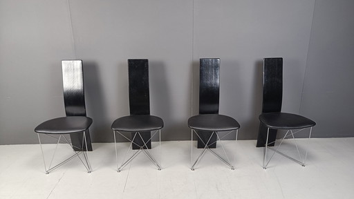 Ensemble de 4 chaises de salle à manger Concorde avec sièges en cuir par Torstein Flatøy pour Bahus