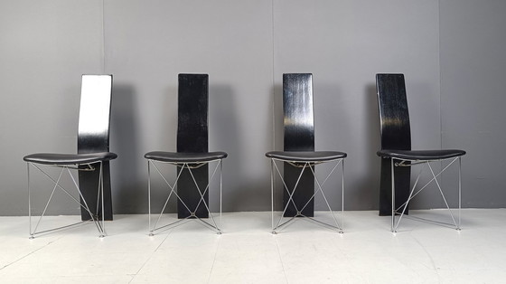 Image 1 of Juego de cuatro sillas de comedor Concorde con asientos de cuero de Torstein Flatøy para Bahus