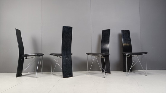 Image 1 of Juego de cuatro sillas de comedor Concorde con asientos de cuero de Torstein Flatøy para Bahus