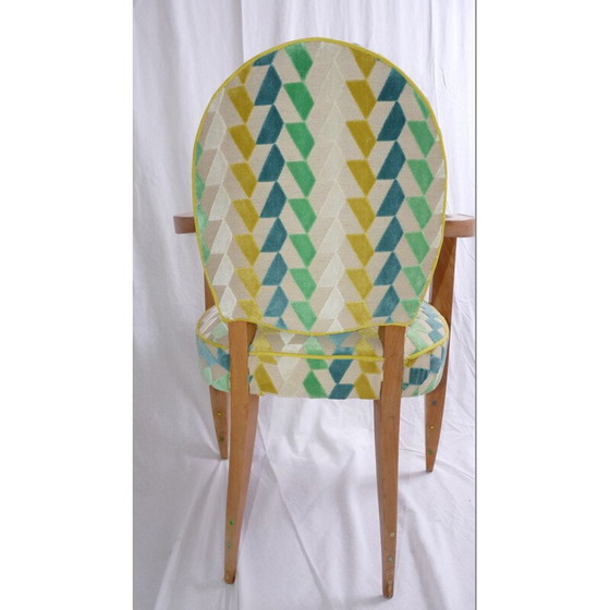 Image 1 of Desk chair in beechwood and green fabric - 1950s