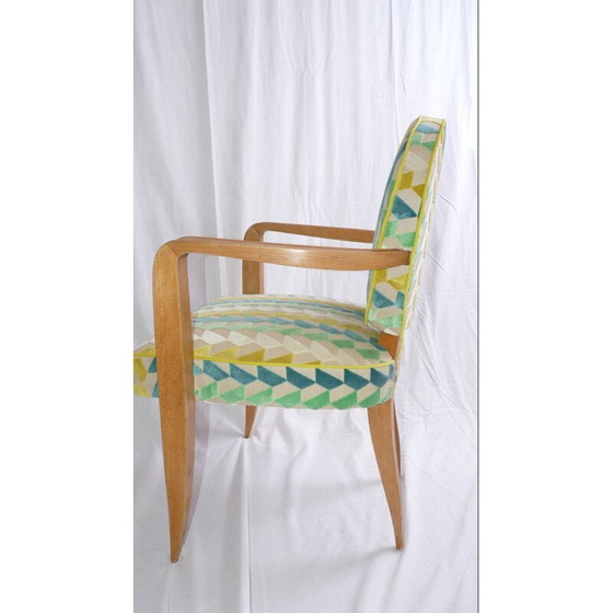 Image 1 of Desk chair in beechwood and green fabric - 1950s