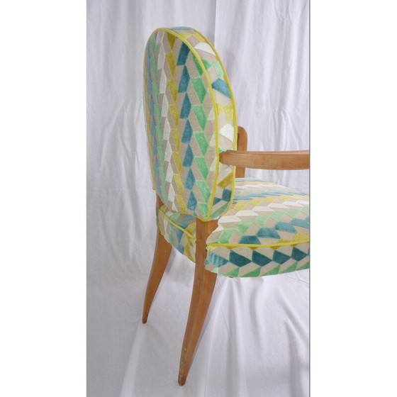 Image 1 of Desk chair in beechwood and green fabric - 1950s