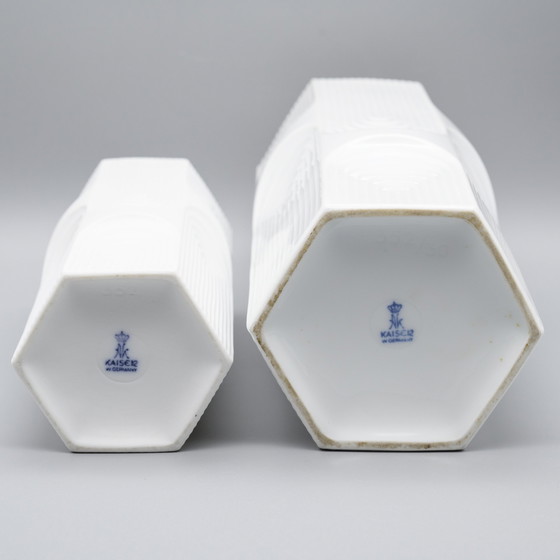 Image 1 of Retro Op Art Design Ak Kaiser Geometric Relief Glossy Porcelain Vase Vintage 70S