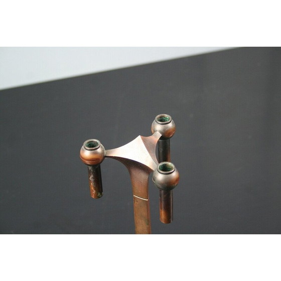 Image 1 of Base per candelabro modulare vintage in metallo ramato per Nagel, Germania anni '70