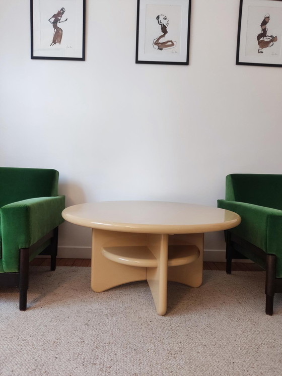 Image 1 of Circular Coffee Table In Lacquered Wood, Denmark 1990S