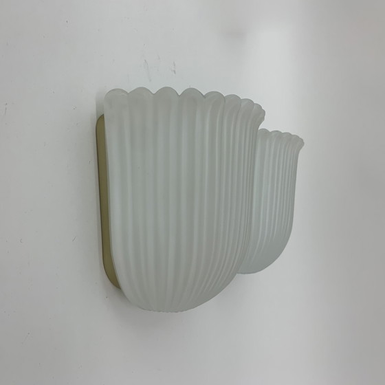 Image 1 of 3x Glashütte Limburg Mid-Century Design Wall Lamps - 1970s