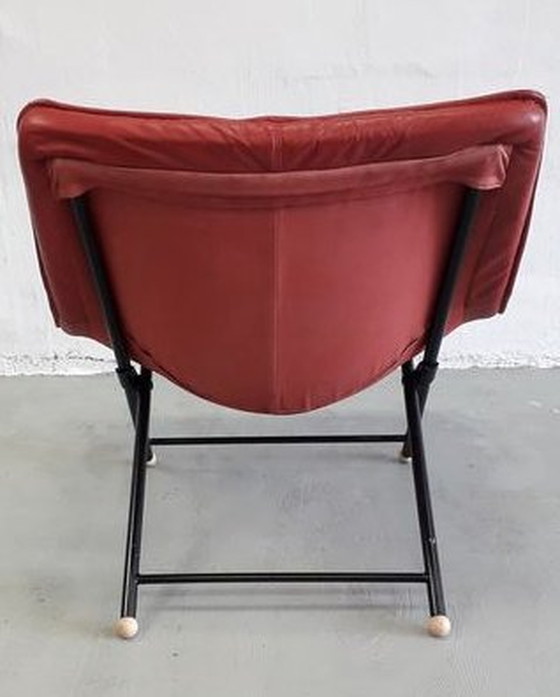 Image 1 of Molinari Red Leather Folding Chair By Teun Van Zanten