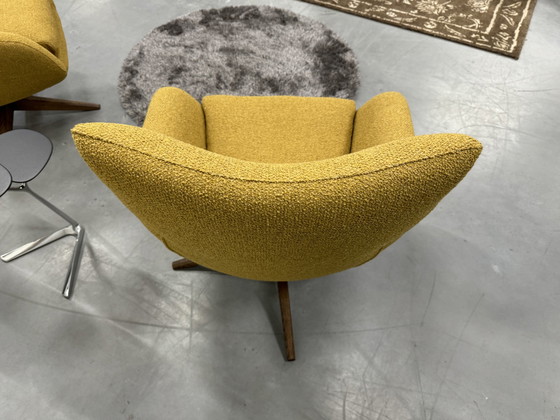 Image 1 of 2 Leolux Lloyd Swivel Armchairs Yellow Fabric