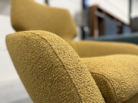 Image 1 of 2 Leolux Lloyd Swivel Armchairs Yellow Fabric