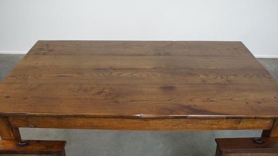 Image 1 of Oak Dining Table With 2 Drawers