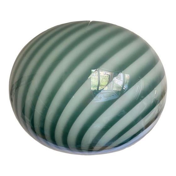 Image 1 of Contemporary Green And White Oval Pendant In Murano Glass