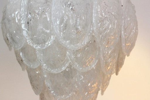 A.V. mazzega murano frosted glass leaves chandelier