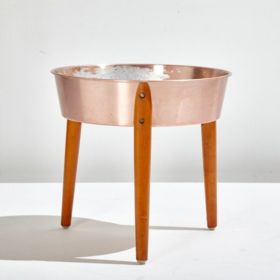 Image 1 of Vintage beech and aluminum plant holder, Denmark