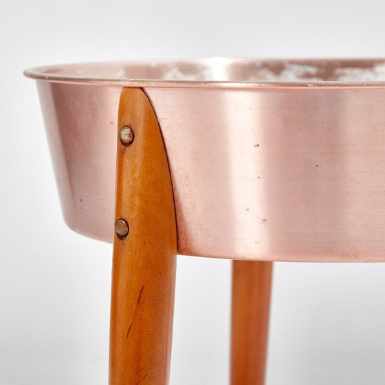 Image 1 of Vintage beech and aluminum plant holder, Denmark