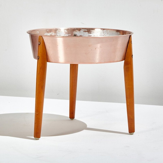 Image 1 of Vintage beech and aluminum plant holder, Denmark