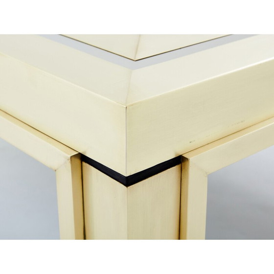 Image 1 of Pair of vintage coffee tables in brushed brass and steel by Giacomo Sinopoli for Liwan’s Rome, Italy 1970