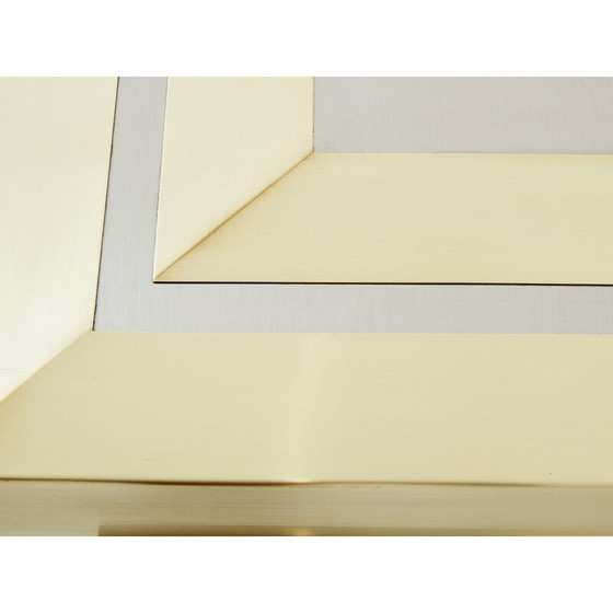 Image 1 of Pair of vintage coffee tables in brushed brass and steel by Giacomo Sinopoli for Liwan’s Rome, Italy 1970