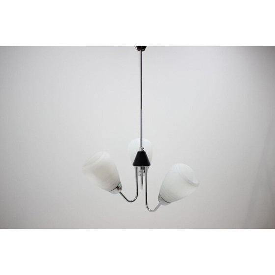 Image 1 of Lampadario vintage in vetro e metallo di Lidokov, Cecoslovacchia, 1940