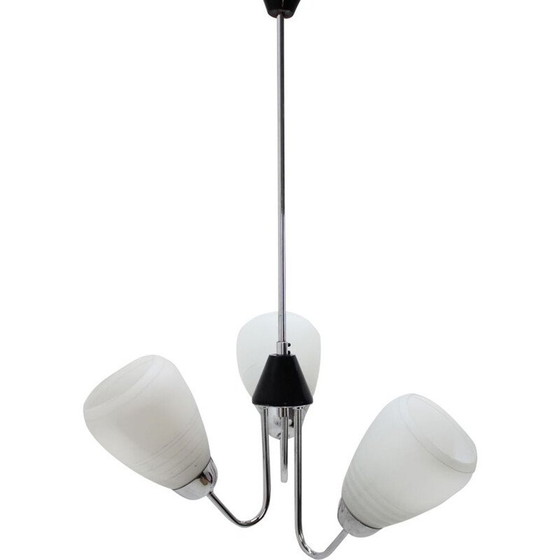 Image 1 of Lampadario vintage in vetro e metallo di Lidokov, Cecoslovacchia, 1940