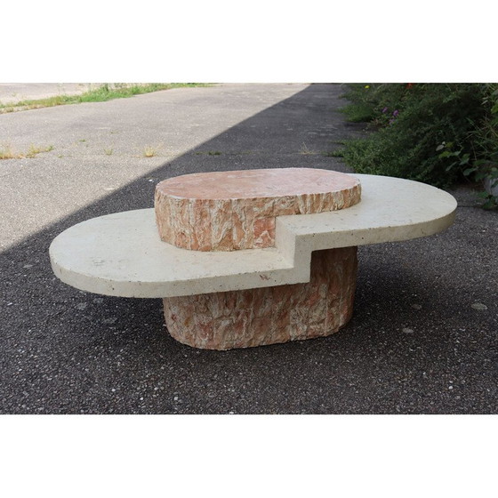 Image 1 of Vintage travertine veneer and plywood coffee table for Maitland-Smith, 1970