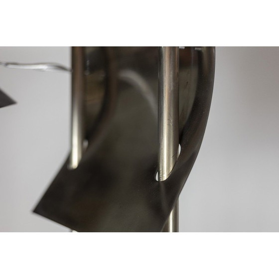Image 1 of Vintage geometric floor lamp in silver metal, 1980