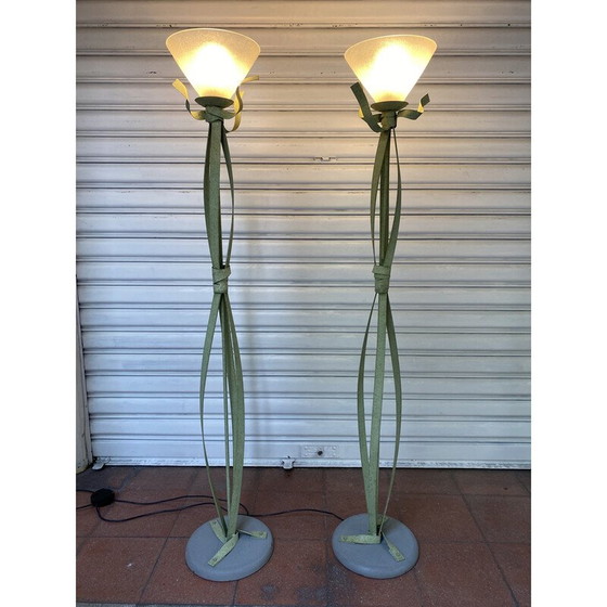 Image 1 of Set of 5 vintage Murano glass floor lamps, 1960