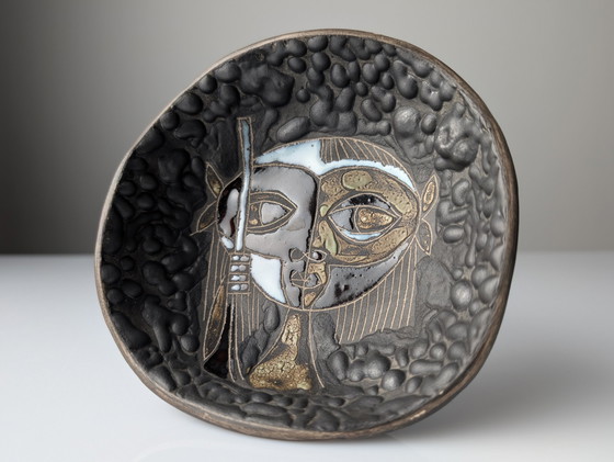 Image 1 of Relief Ceramic Bowl By Marcello Fantoni, 1950S