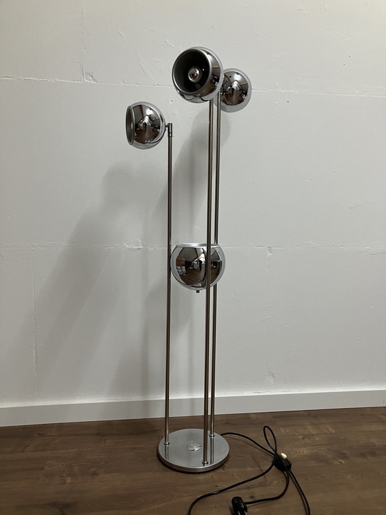 Image 1 of Space Age Eyeball Vintage Floor Lamp With 4 Lights Chrome