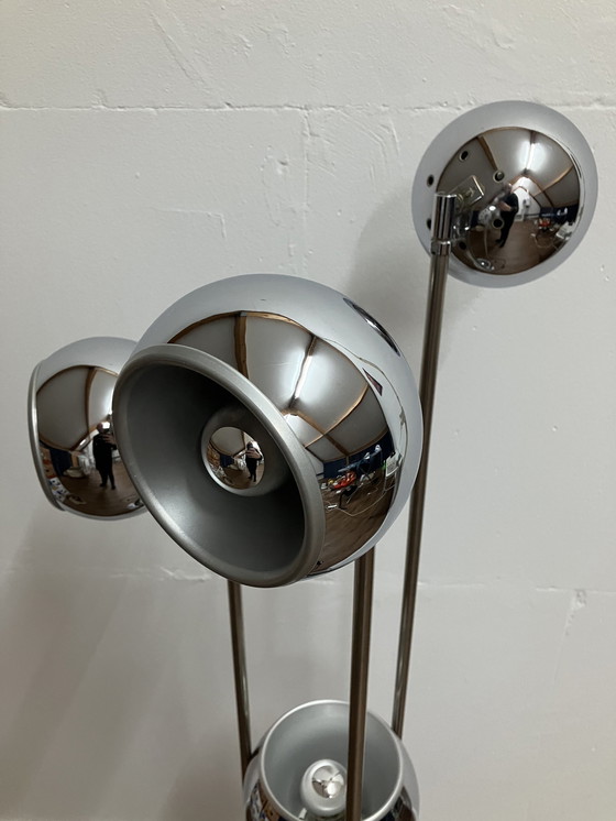 Image 1 of Space Age Eyeball Vintage Floor Lamp With 4 Lights Chrome