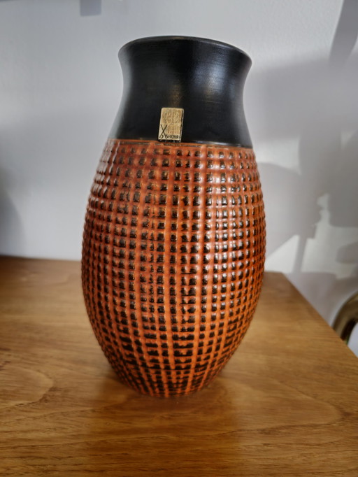 Bhör Keramik West Germany Orange Brown Vintage Vase Vase