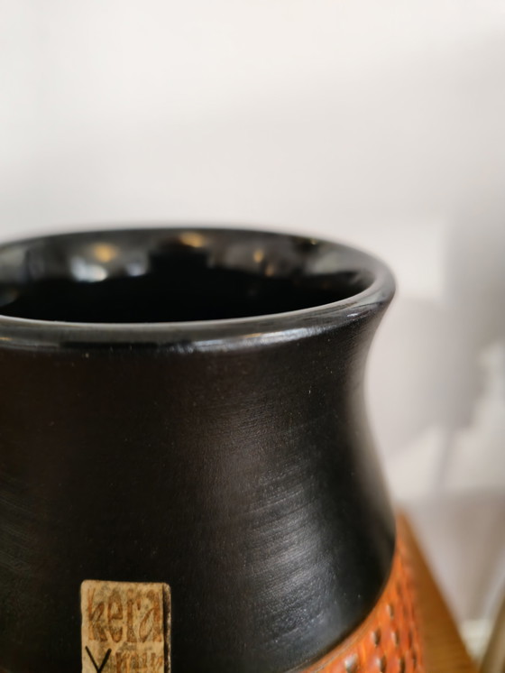 Image 1 of Bhör Keramik West Germany Orange Brown Vintage Vase Vase